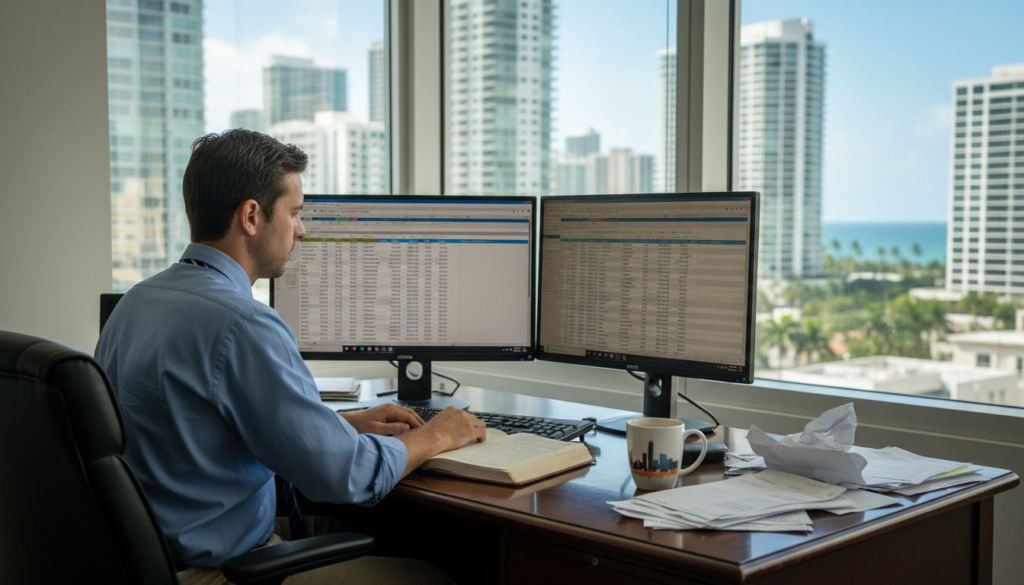 How To Automate Business Processes For Cpas In Miami - Transform 42 Inc Cpa Working At Downtown Miami Office Desk