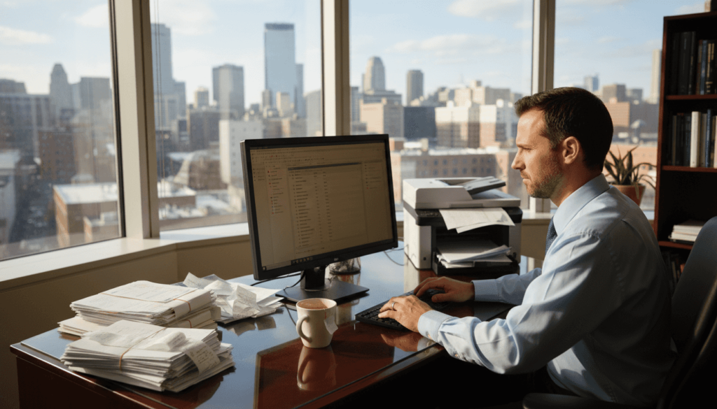 Scale Your Accounting Firm With Workflow Automation - Transform 42 Inc Accountant Working On Workflow Automation In Office