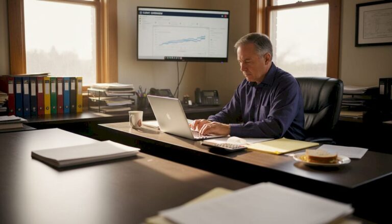 Blogs - Transform 42 Inc Accountant Using Technology At Cluttered Office Desk
