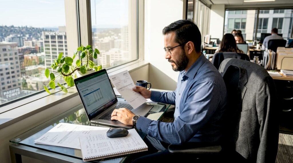 How Digital Operations Boost Efficiency For Accountants - Transform 42 Inc Accountant Using Laptop In Sunny Corner Office