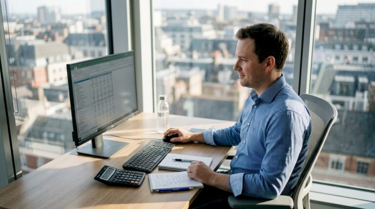 Blogs - Transform 42 Inc Accountant Working With Digital Workflows At Office Desk