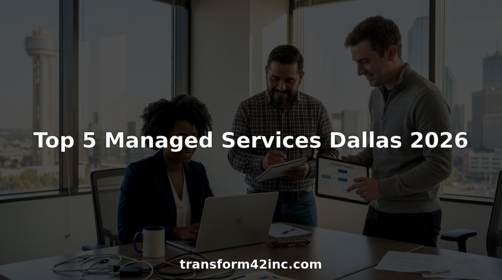 Top 5 Managed Services Dallas 2026 - Transform 42 Inc Dallas It Professionals Collaborating In Corner Office