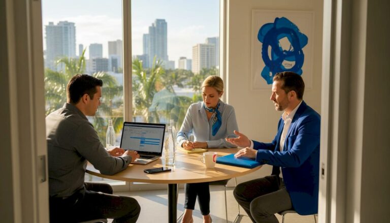 Blogs - Transform 42 Inc Miami Business Team Reviewing Change Plan