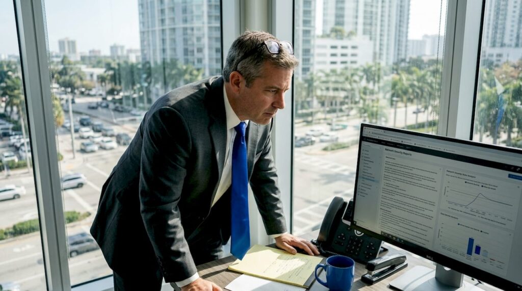 Managed Services: More Efficiency And Revenue For Miami Pros - Transform 42 Inc Attorney Reviewing It Reports In Miami Office
