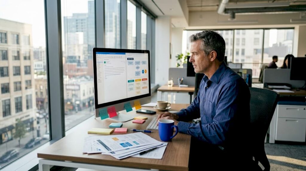 Types Of Business Automation: A Guide For Business Owners - Transform 42 Inc Business Owner Manages Workflow Automation