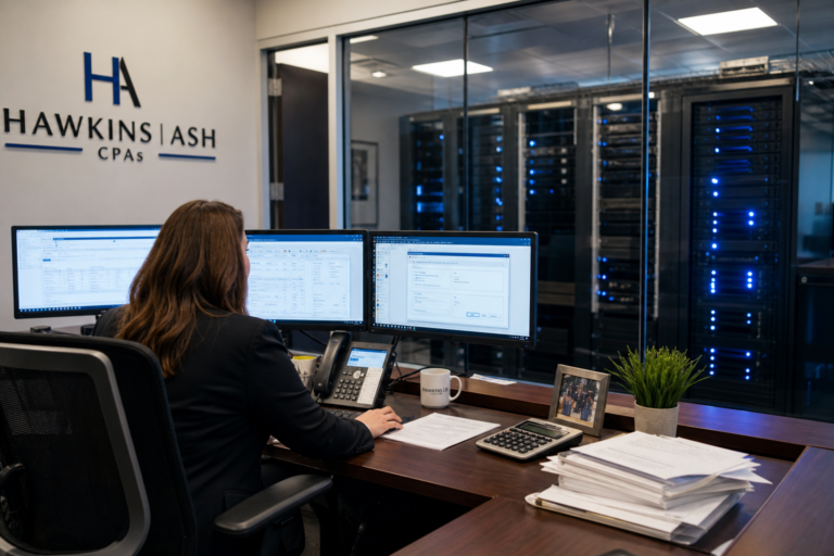 Managed IT services supporting a modern CPA firm with tax software and secure infrastructure