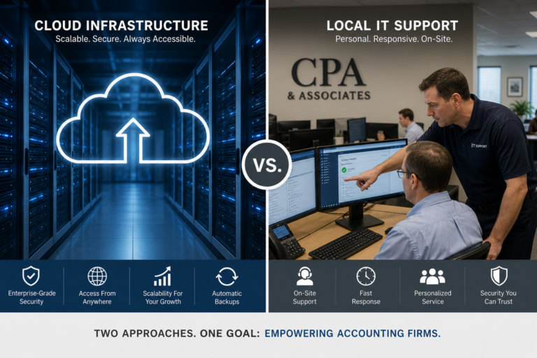 Comparison of IT service approaches for CPA firms - cloud hosting vs full-service managed IT